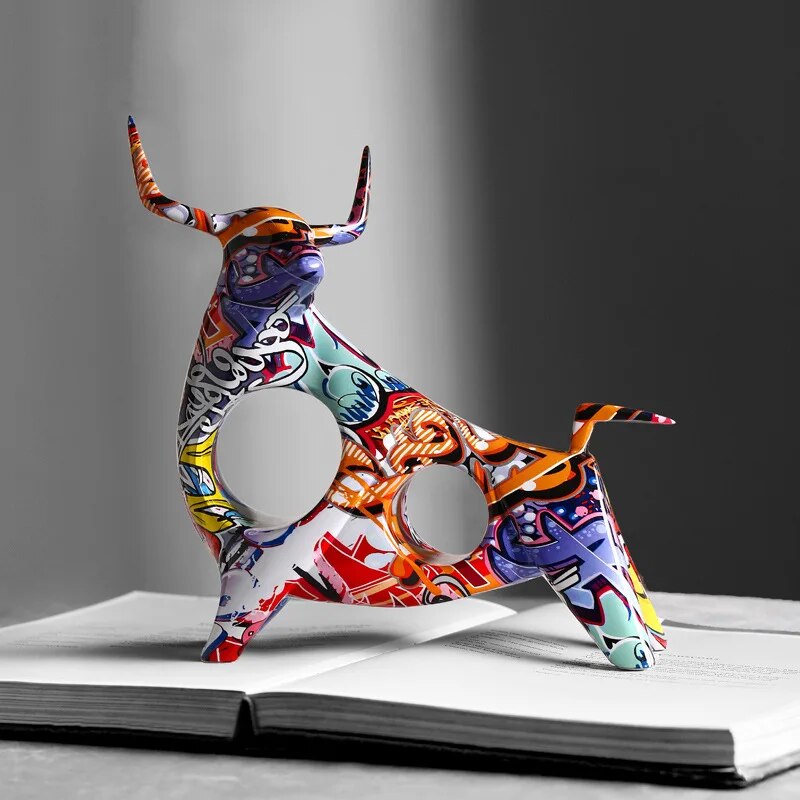 Vibrant Decorative Bull Figurine