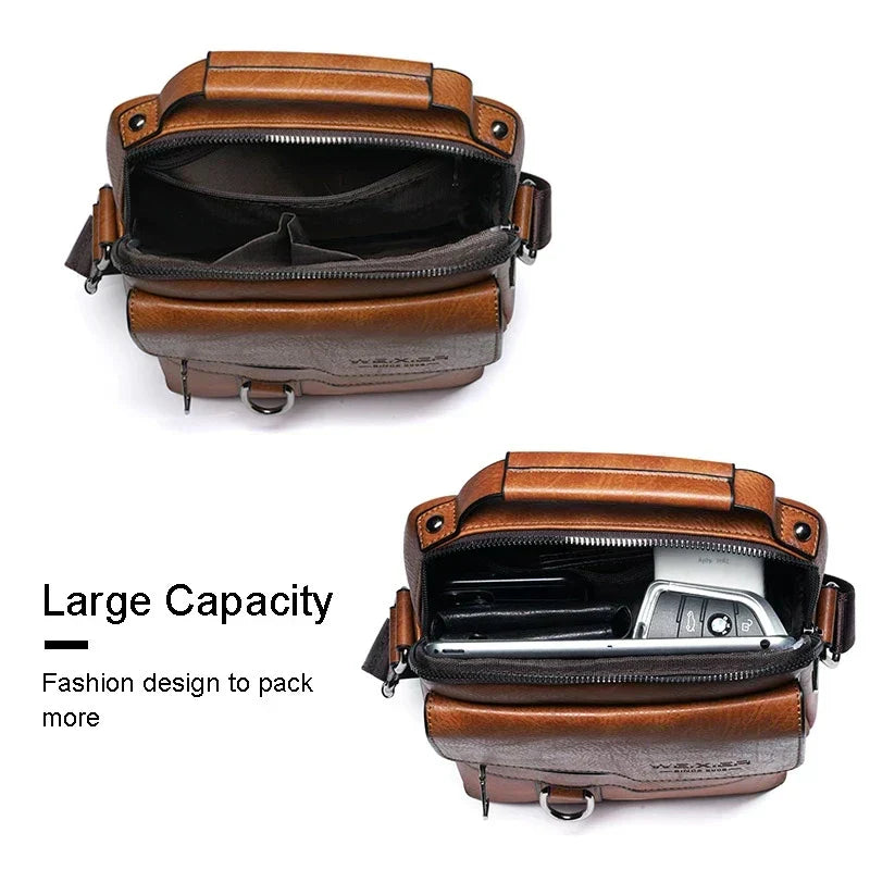 Classic Men's Real Leather Crossbody Bag