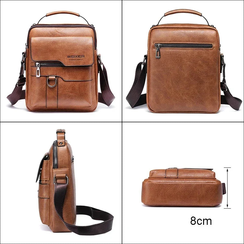 Classic Men's Real Leather Crossbody Bag