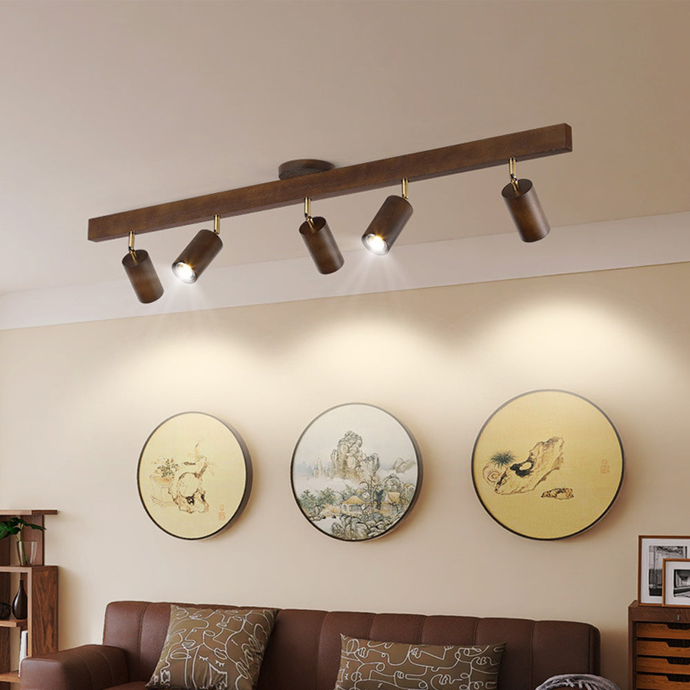 Contemporary Wooden LED Track Light Fixture