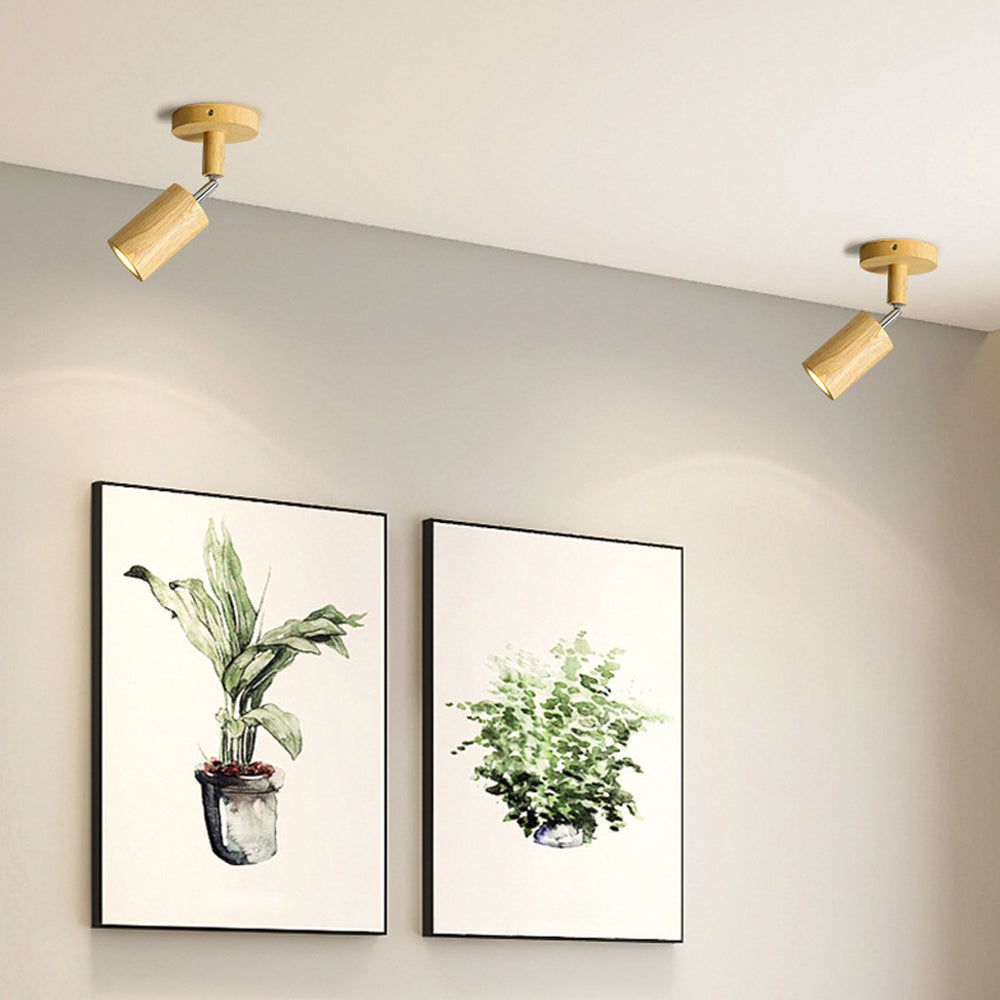 Contemporary Wooden LED Track Light Fixture
