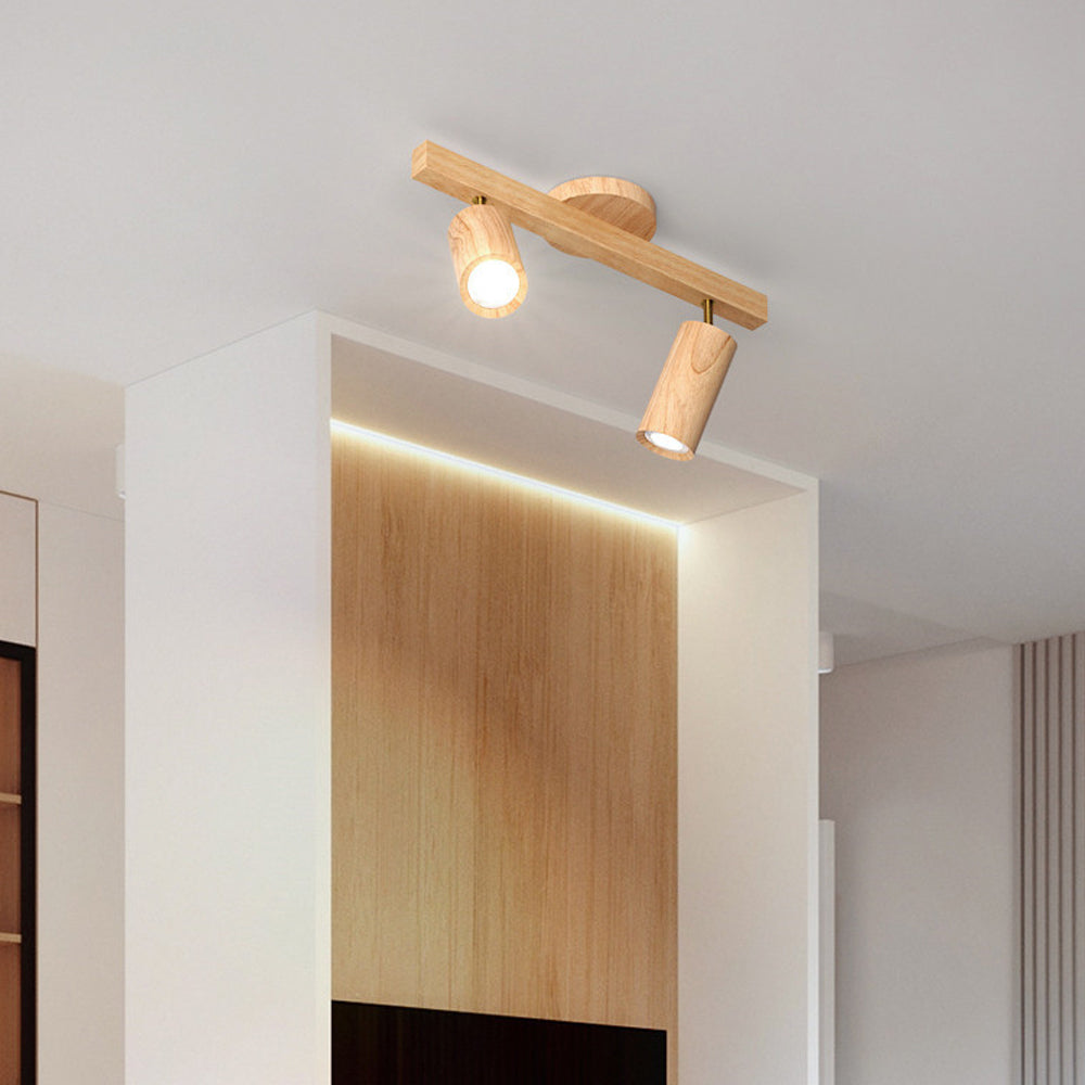 Contemporary Wooden LED Track Light Fixture