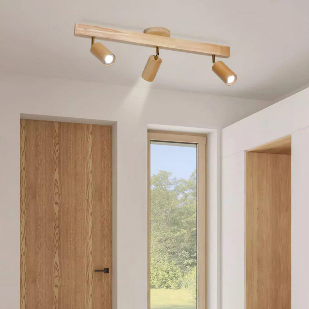 Contemporary Wooden LED Track Light Fixture