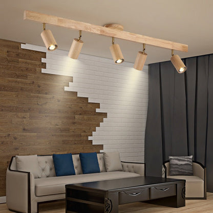 Contemporary Wooden LED Track Light Fixture