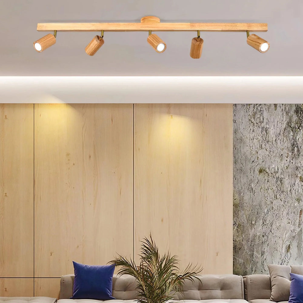 Contemporary Wooden LED Track Light Fixture