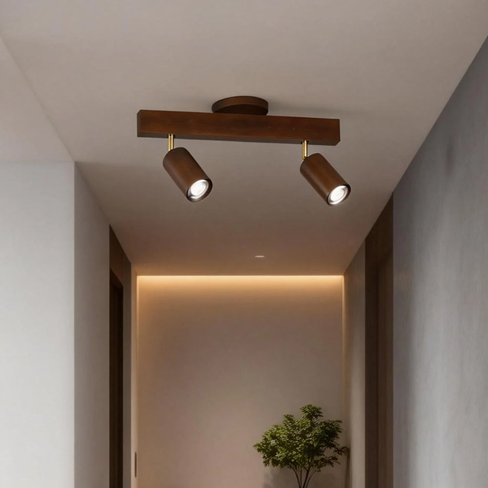 Contemporary Wooden LED Track Light Fixture