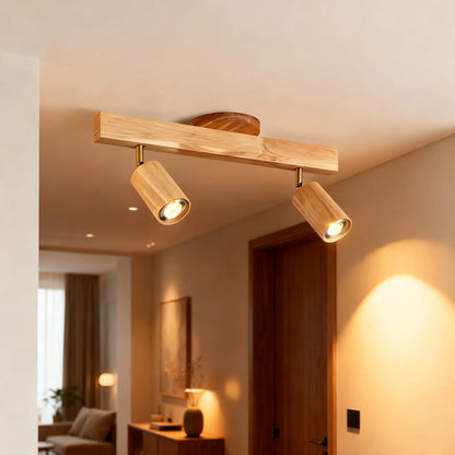 Contemporary Wooden LED Track Light Fixture