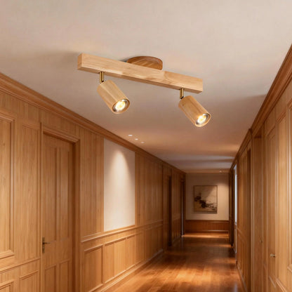 Contemporary Wooden LED Track Light Fixture