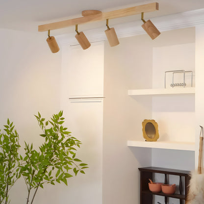 Contemporary Wooden LED Track Light Fixture