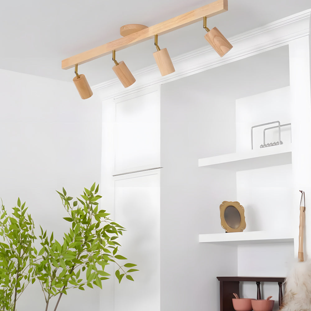 Contemporary Wooden LED Track Light Fixture