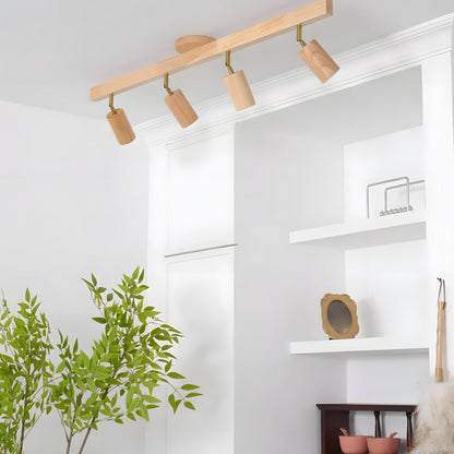 Contemporary Wooden LED Track Light Fixture