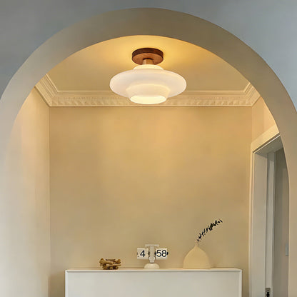 Traditional Wood Glass Pendant Light Fixture