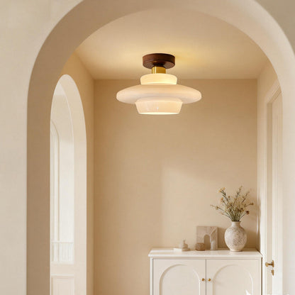 Traditional Wood Glass Pendant Light Fixture