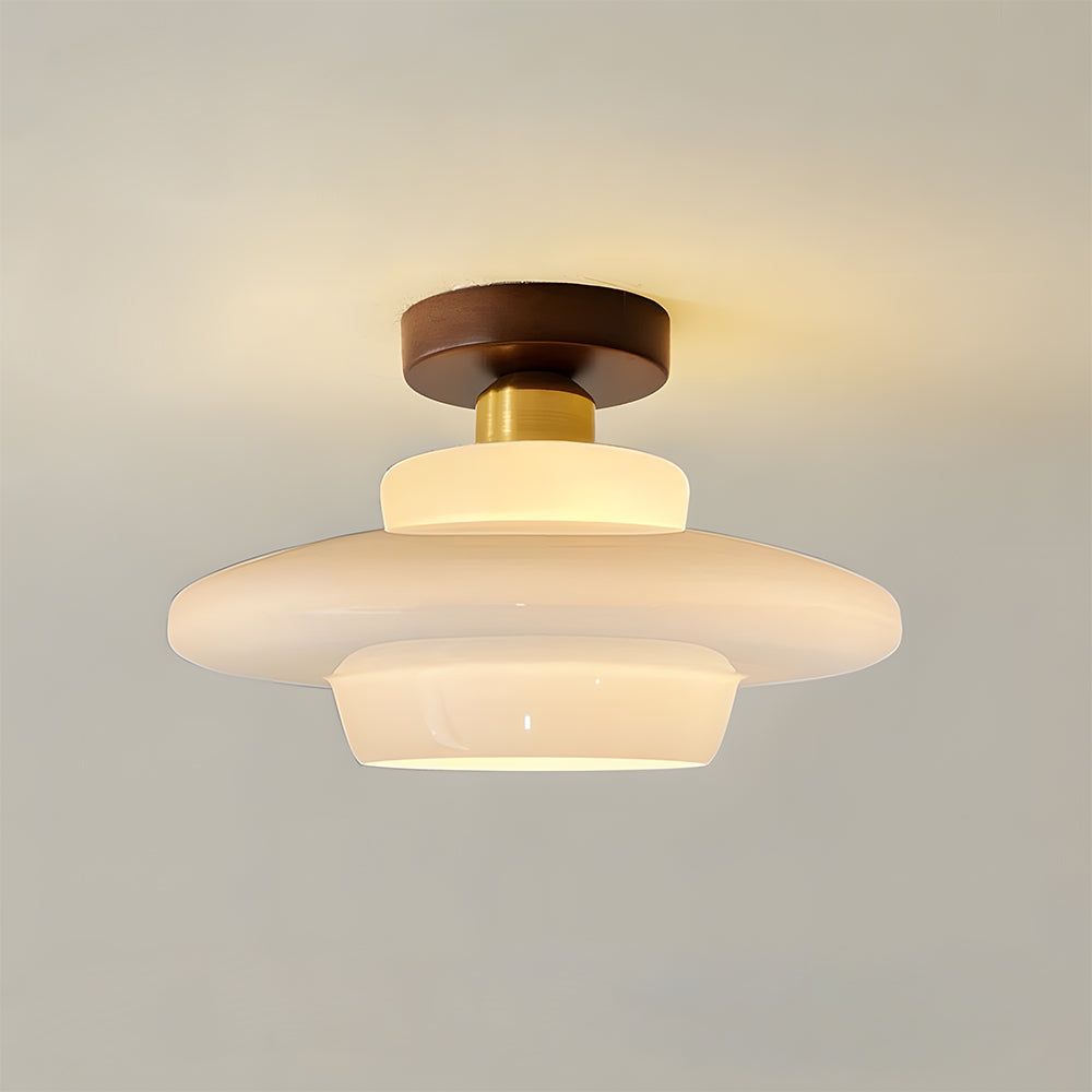 Traditional Wood Glass Pendant Light Fixture