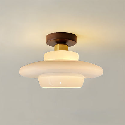 Traditional Wood Glass Pendant Light Fixture