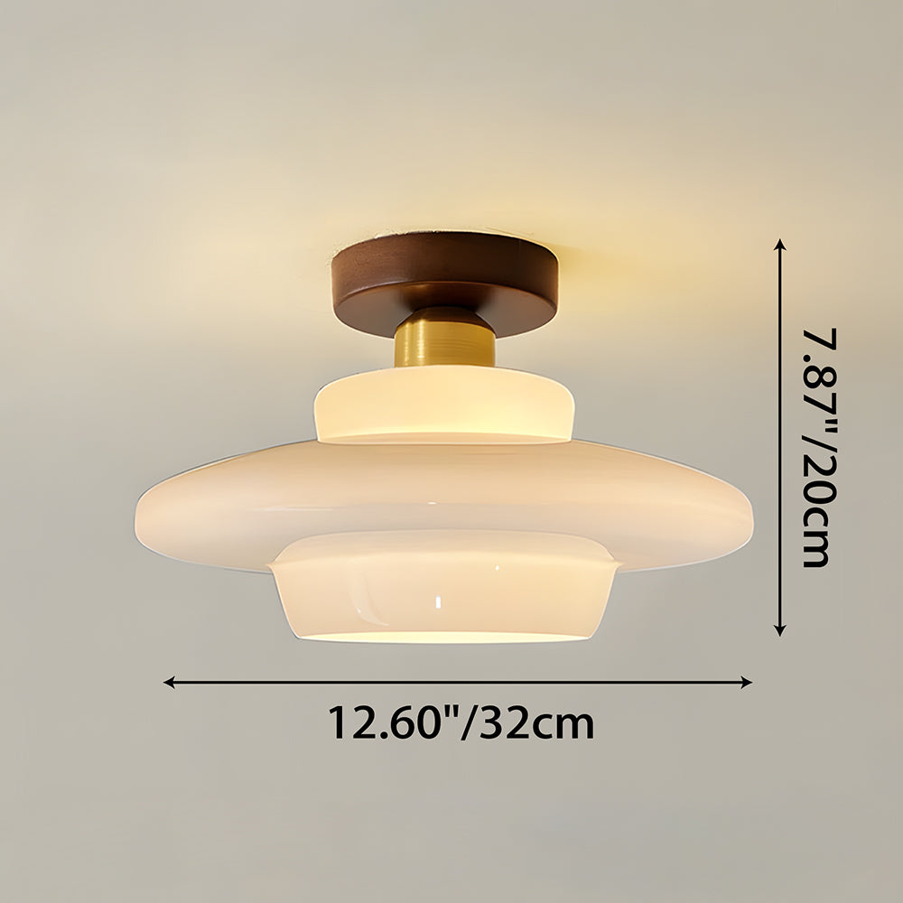 Traditional Wood Glass Pendant Light Fixture