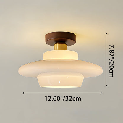 Traditional Wood Glass Pendant Light Fixture