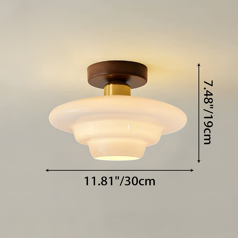 Traditional Wood Glass Pendant Light Fixture