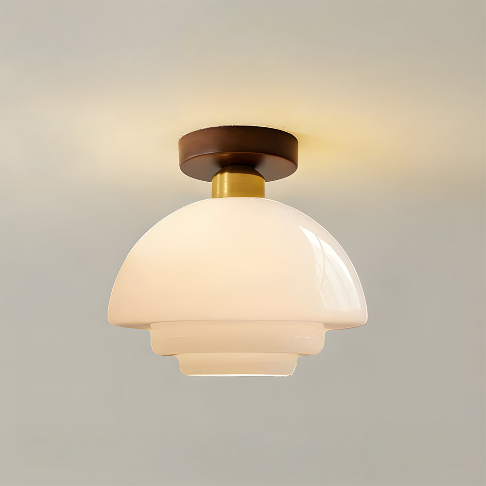 Traditional Wood Glass Pendant Light Fixture