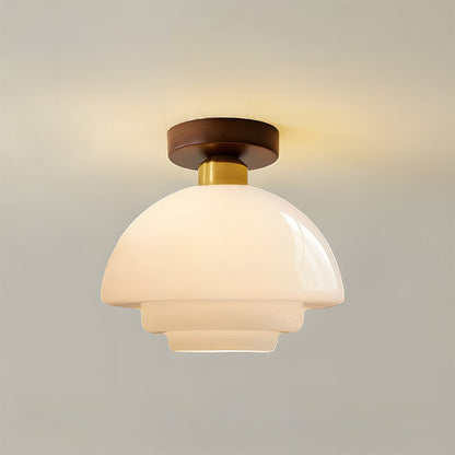Traditional Wood Glass Pendant Light Fixture