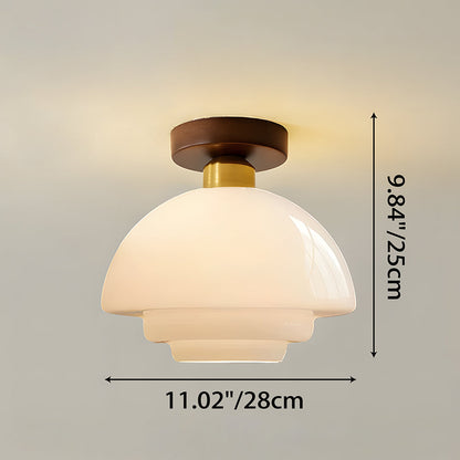 Traditional Wood Glass Pendant Light Fixture