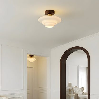 Traditional Wood Glass Pendant Light Fixture