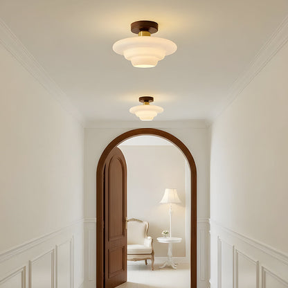 Traditional Wood Glass Pendant Light Fixture