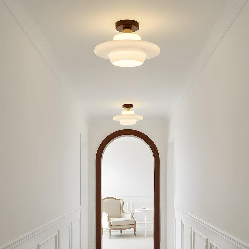 Traditional Wood Glass Pendant Light Fixture
