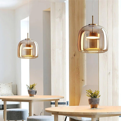Sleek Glass Hanging Ceiling Lamp for Kitchen Dining