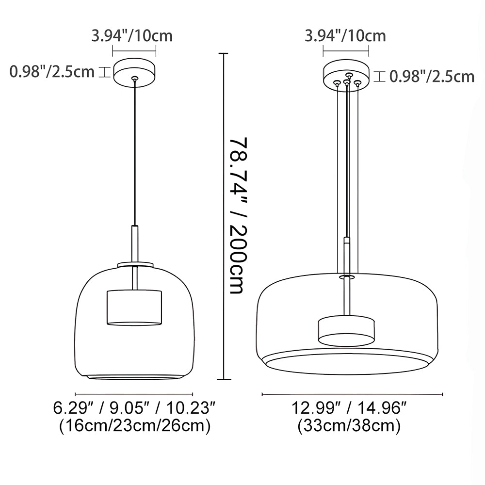 Sleek Glass Hanging Ceiling Lamp for Kitchen Dining