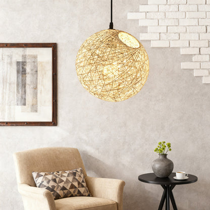 Rustic Woven Hanging Pendant Light Fixture