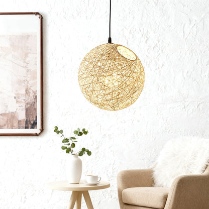 Rustic Woven Hanging Pendant Light Fixture