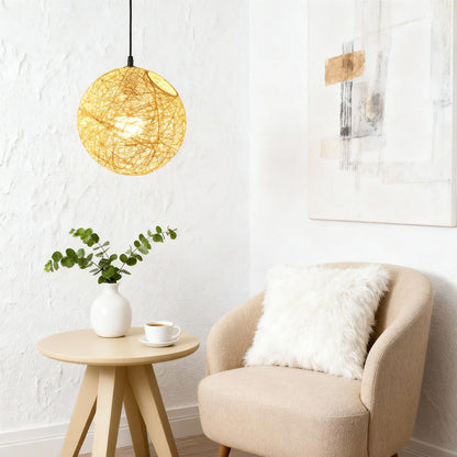 Rustic Woven Hanging Pendant Light Fixture