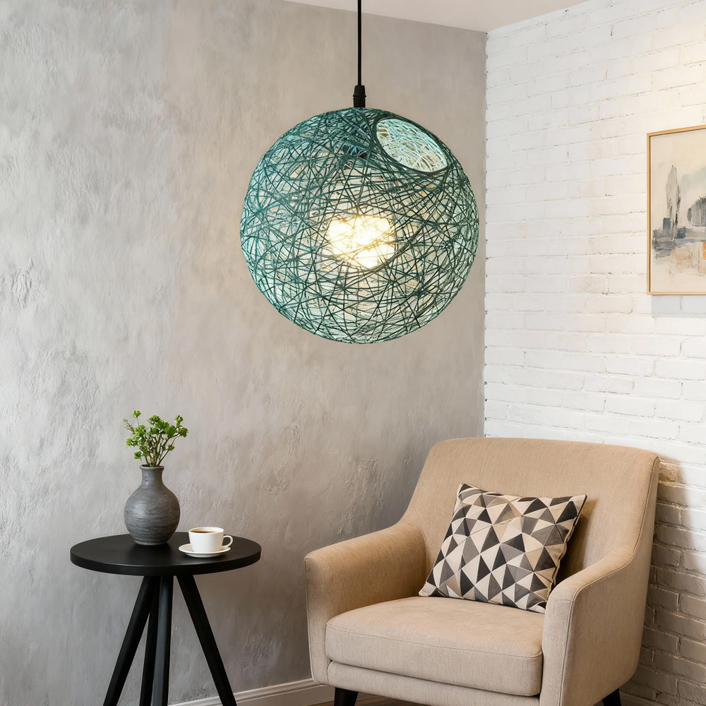 Rustic Woven Hanging Pendant Light Fixture