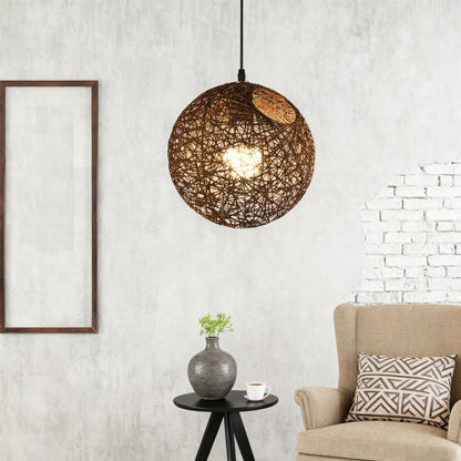 Rustic Woven Hanging Pendant Light Fixture