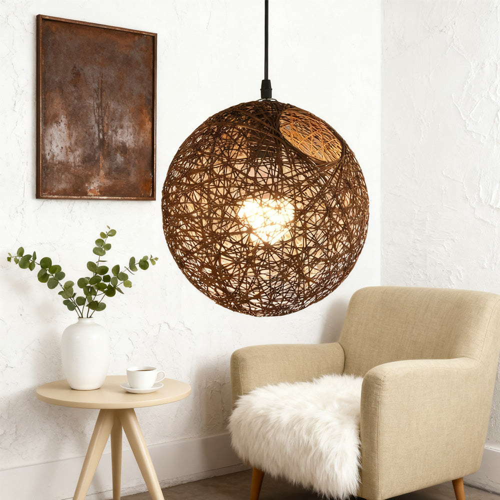 Rustic Woven Hanging Pendant Light Fixture
