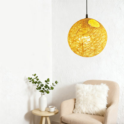 Rustic Woven Hanging Pendant Light Fixture