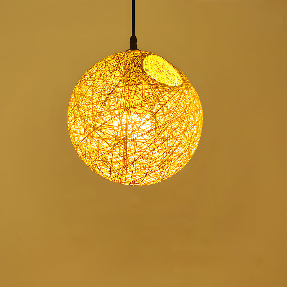 Rustic Woven Hanging Pendant Light Fixture