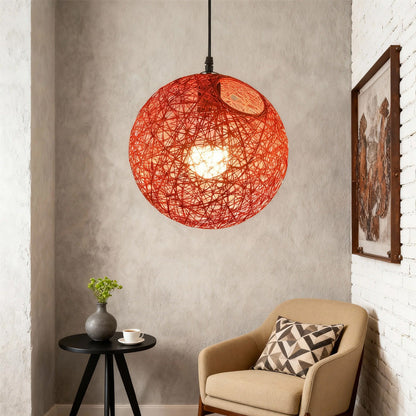 Rustic Woven Hanging Pendant Light Fixture