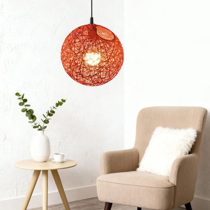 Rustic Woven Hanging Pendant Light Fixture