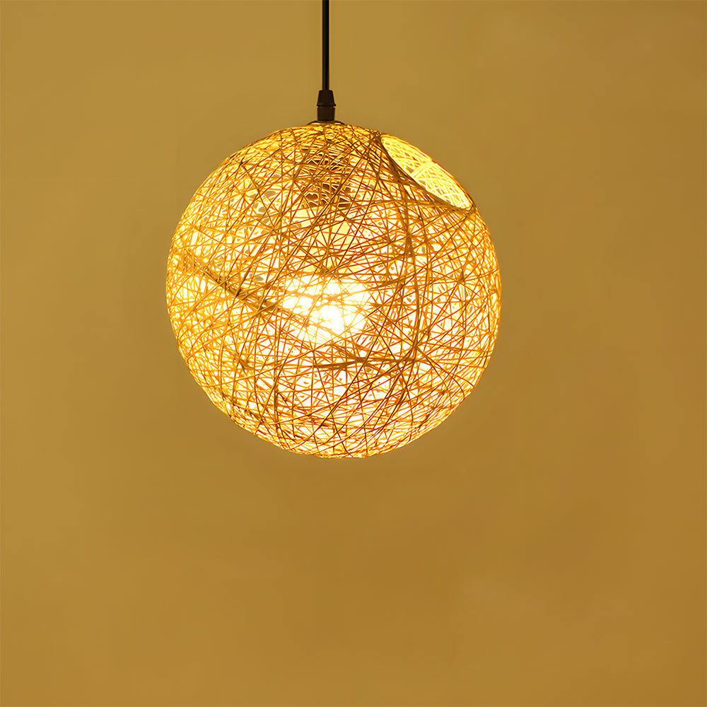 Rustic Woven Hanging Pendant Light Fixture