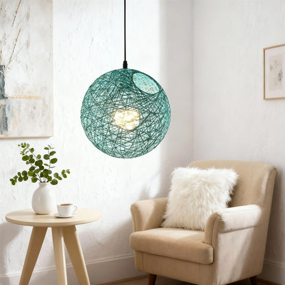 Rustic Woven Hanging Pendant Light Fixture