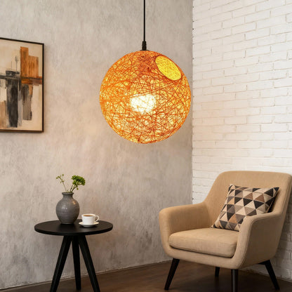 Rustic Woven Hanging Pendant Light Fixture