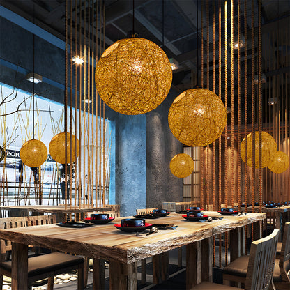 Rustic Woven Hanging Pendant Light Fixture