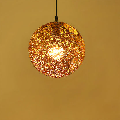 Rustic Woven Hanging Pendant Light Fixture