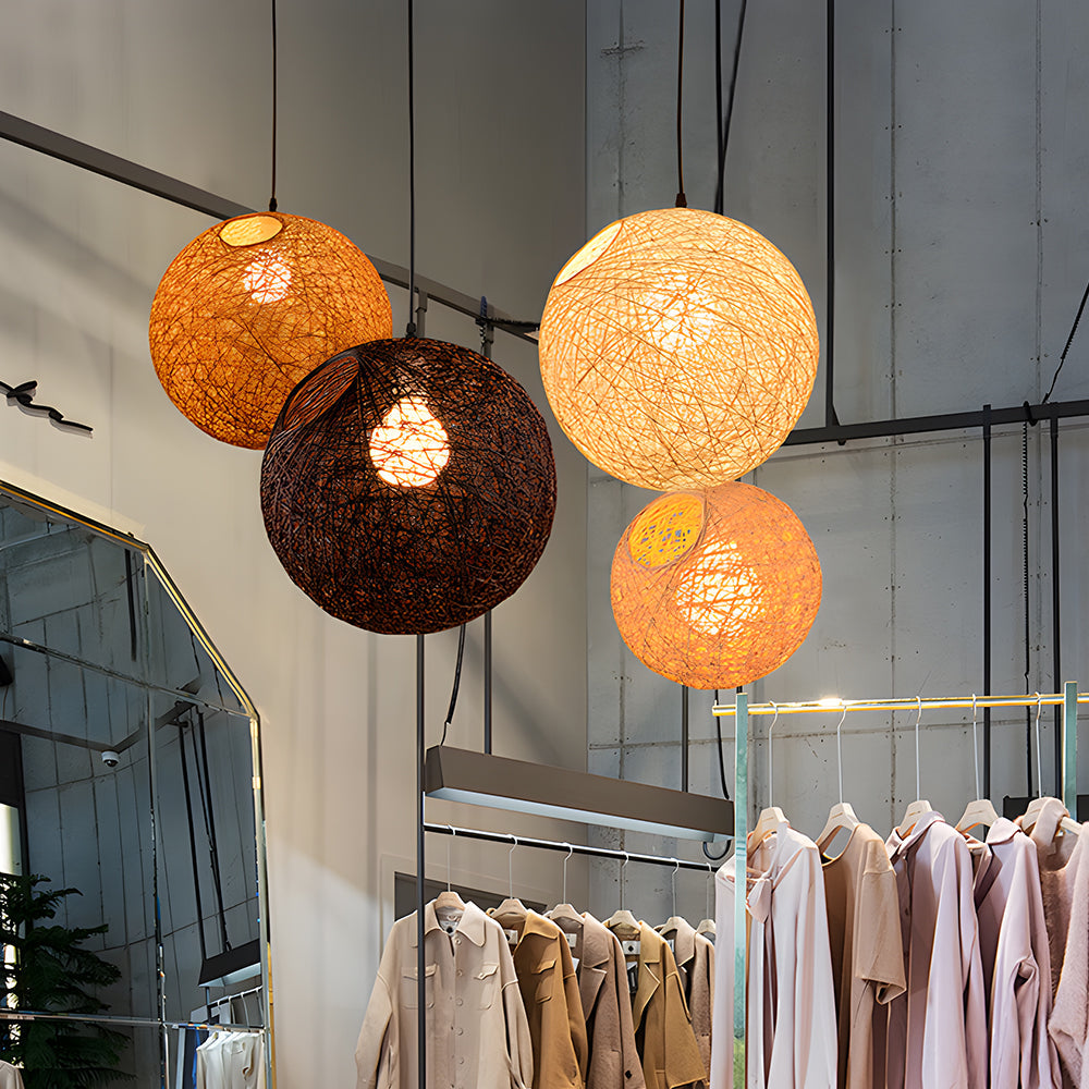 Rustic Woven Hanging Pendant Light Fixture