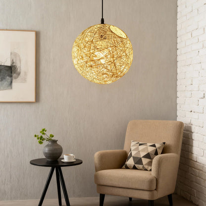 Rustic Woven Hanging Pendant Light Fixture