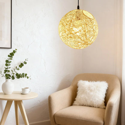 Rustic Woven Hanging Pendant Light Fixture