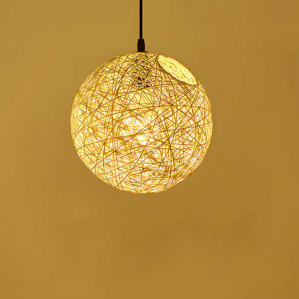 Rustic Woven Hanging Pendant Light Fixture