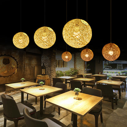 Rustic Woven Hanging Pendant Light Fixture
